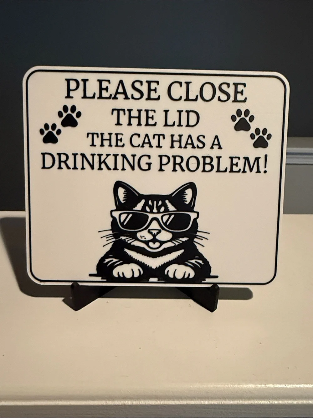 Cat Bathroom Funny Sign Set - Black & White